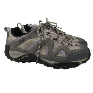 Merrell Womens Energis Hiking Shoes Gray Low Top Leather Lace Up Mesh 8.5 M